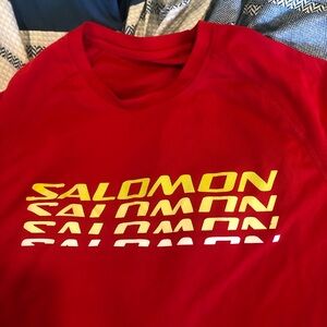 Salomon Red and Yellow Short Sleeve Tee Dynamic Design